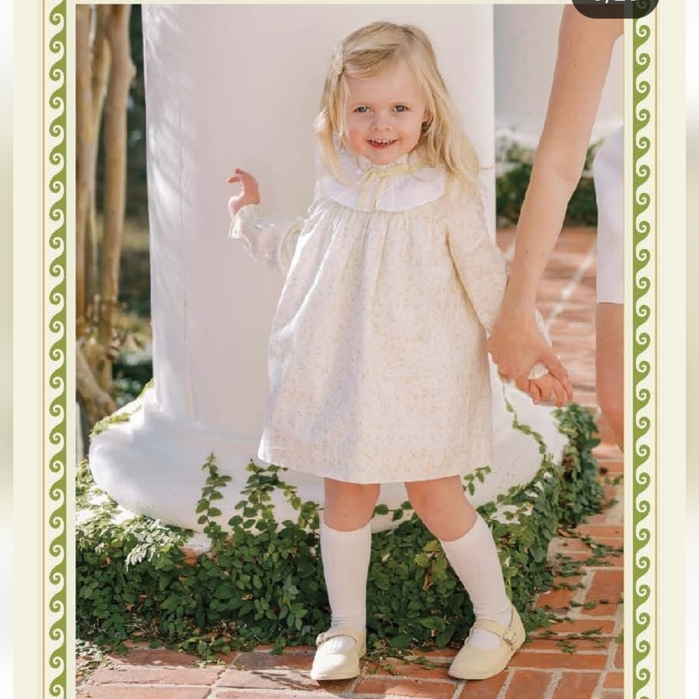 Edgehill Collection Cream Floral  Dress Size 6 Little Girls 100% Cotton